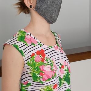 Sleeveless striped and floral blouse